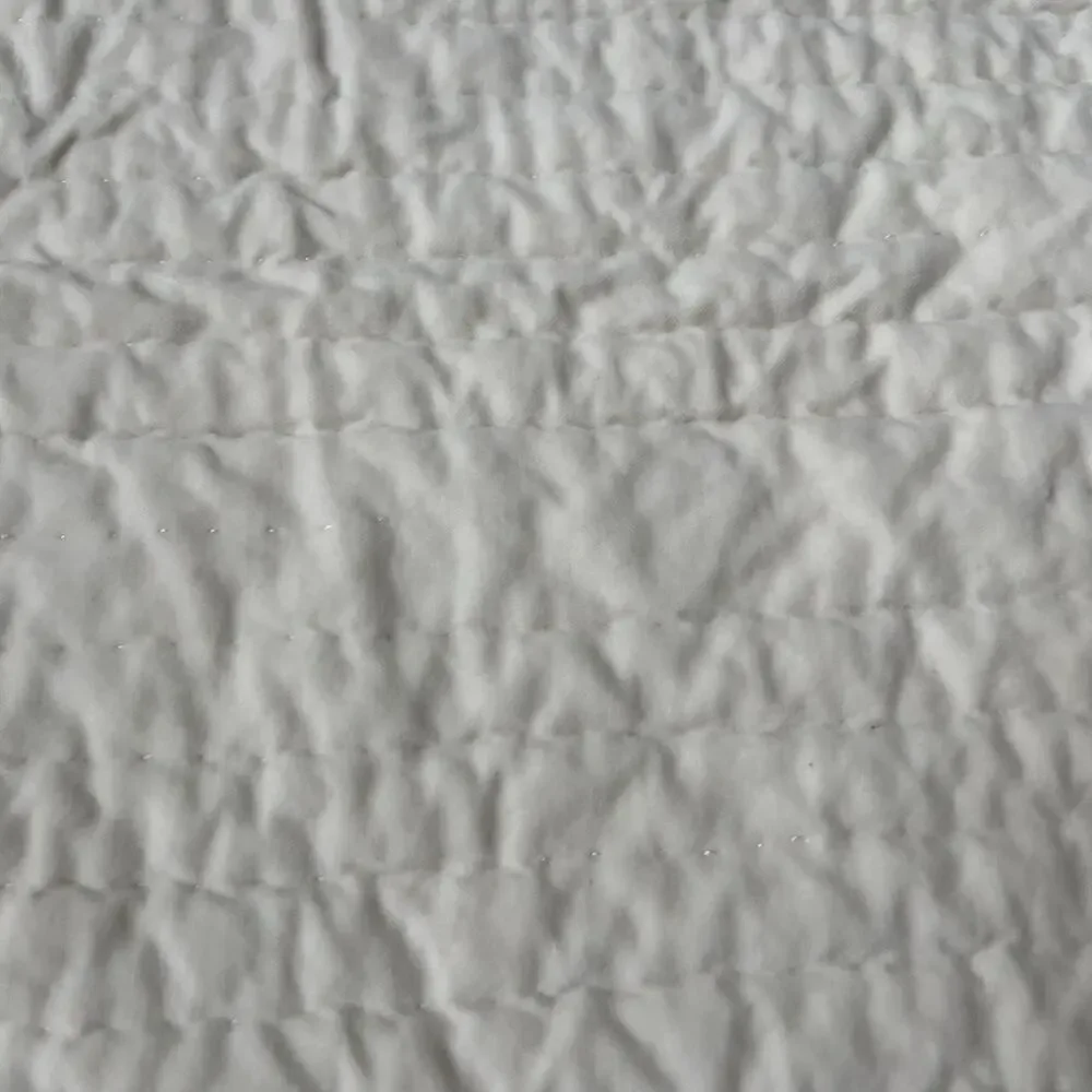 Pottery Barn Cream Velvet Channel Stitch Quilt 72